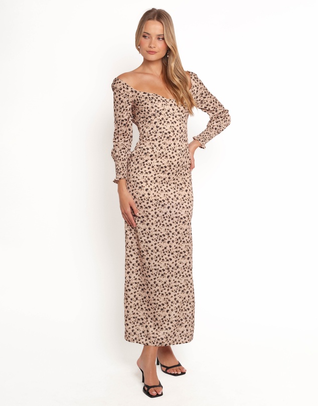 Petal & Pup - Gisella Long Sleeve Midi - Brown Floral