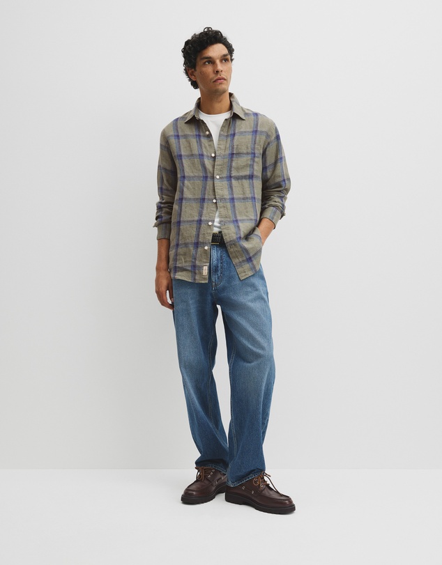 Country Road - Regular Fit Linen Windowpane Check Shirt