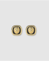 GUESS - Lion King Earrings - Gold Tone & Black
