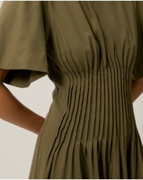 Tussah - Zoe Pintuck Detail Flutter Sleeve Midi Dress