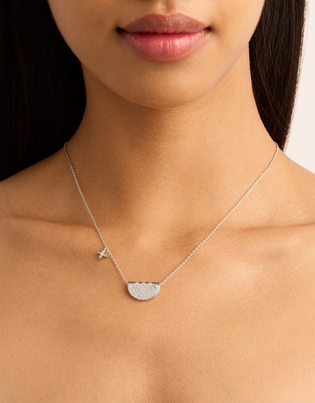 By Charlotte - Silver Live in Light Lotus Necklace