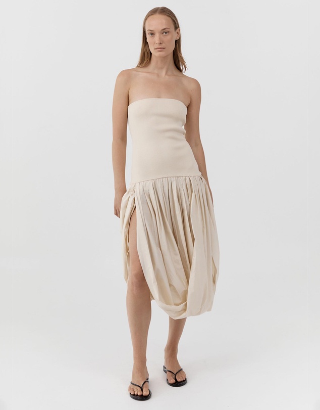 St. Agni - Raw Silk Asymm Balloon Dress