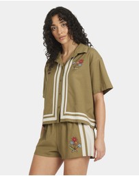 RVCA - Womens Mel G Button Down Short Sleeve Shirt