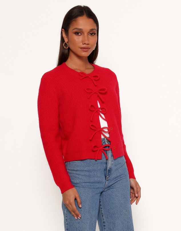 Petal & Pup - Wilde Bow Front Cardigan - Red