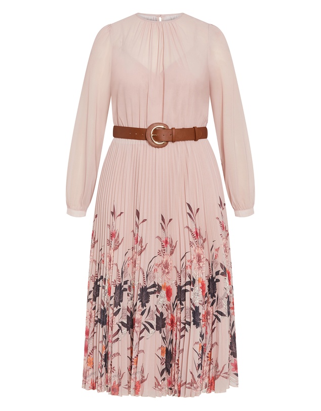 City Chic - Plus size Love Pleat Border Dress - buff
