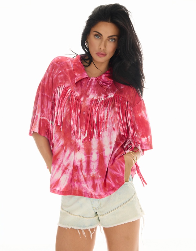 THE TALES - Ibiza Sky Silk Fringed Shirt