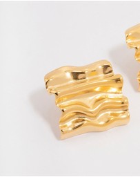 Lovisa - Waterproof Gold Plated Stainless Steel Square Textured Stud Earrings