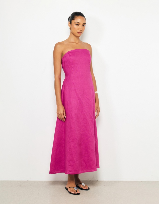 AERE - Florence Linen Strapless Maxi Dress