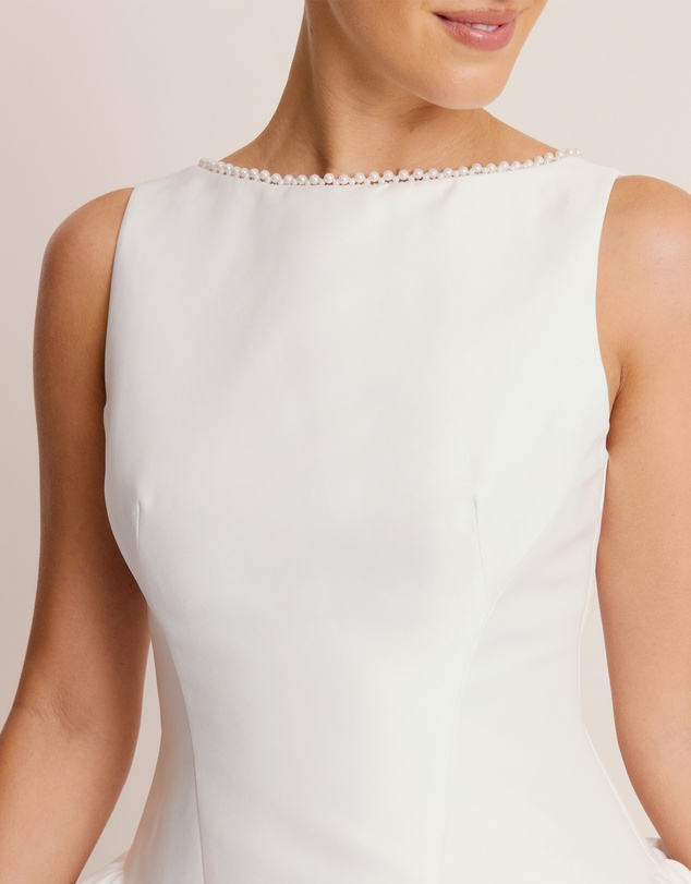 Six Stories - Pearl Trim Bubble Hem Mini Dress