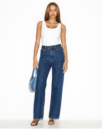Dazie - Paris High Waisted Straight Leg Denim Jeans