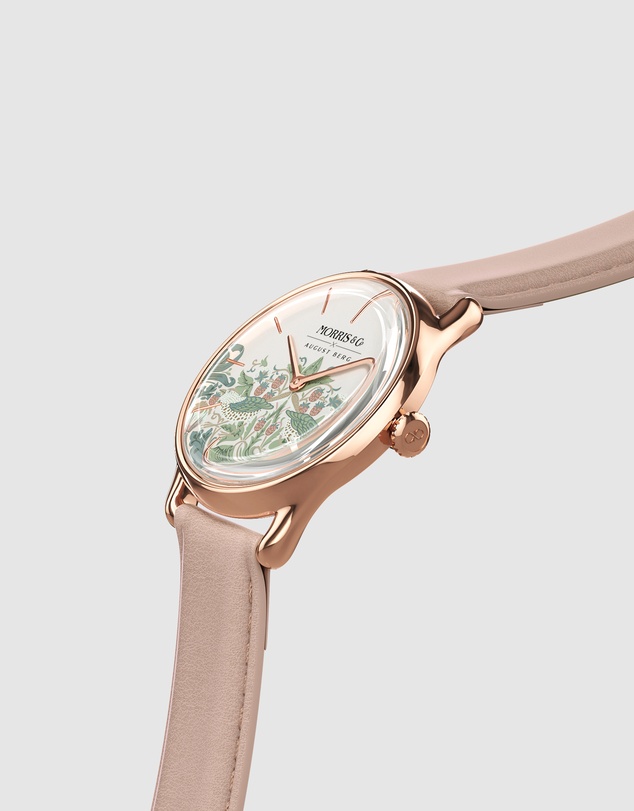 August Berg - Morris & Co 30mm Pink Strawberry Thief Dusty Watch