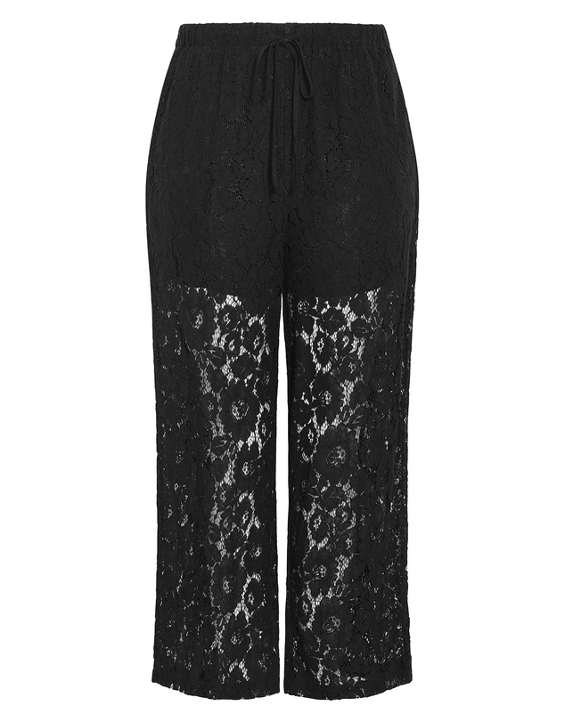 City Chic - Plus size Lani Lace Pant - black
