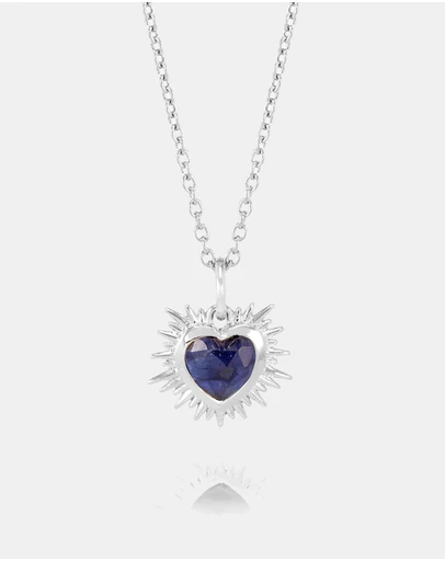 Rachel Jackson - Electric Love September Birthstone Heart Necklace Silver