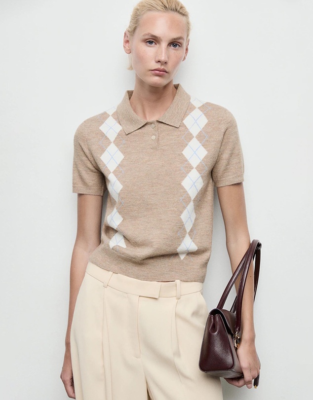 M.N.G - Argyle Polo-Neck Sweater