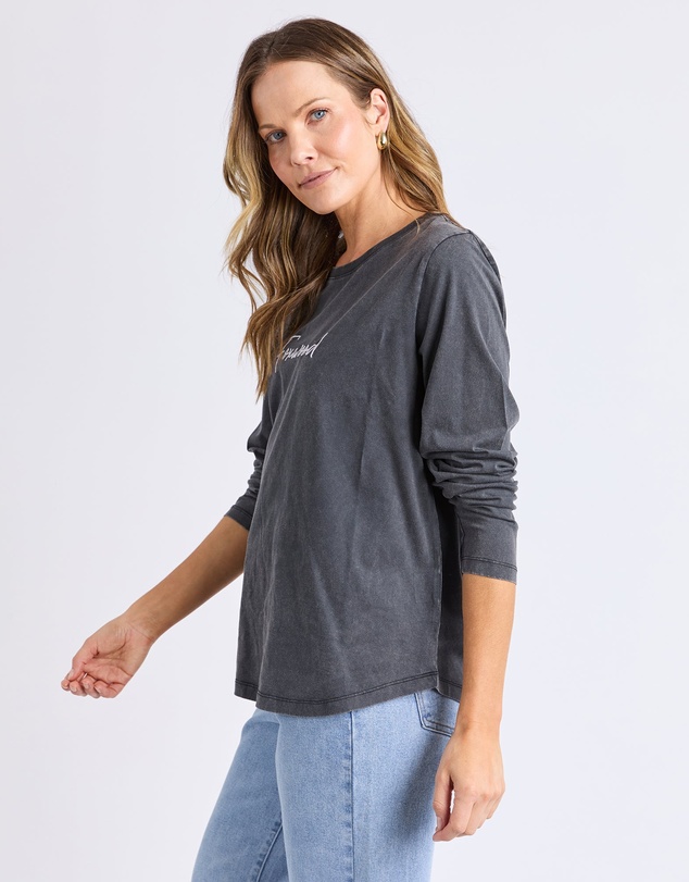 Foxwood - Signature Long Sleeve Tee Washed Black