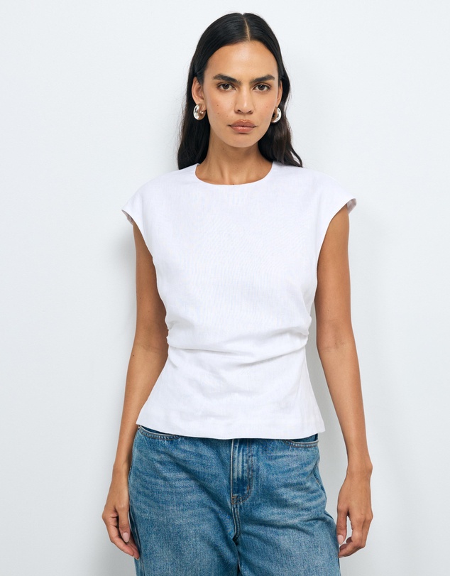 AERE - Lea Gathered Linen Top