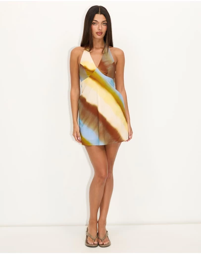 Dazie - Zadie Halter Linen Blend Mini Dress