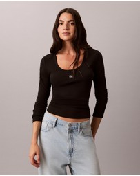 Calvin Klein Jeans - Ribbed Cotton Long Sleeve Top