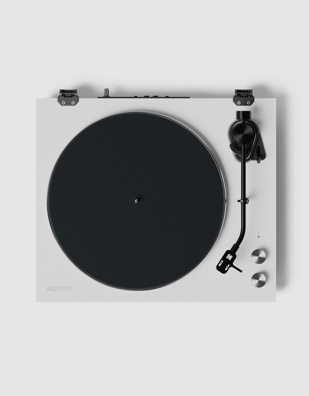 iWorld - Kanto OBI3 Turntable - Matte White with Kanto ORA 100W Powered Speakers - White Bundle