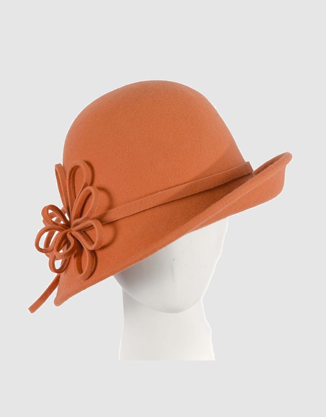 Max Alexander - Winter Felt Orange Cloche Hat