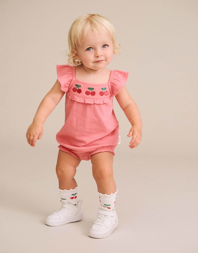 Huxbaby - Cherry Embroidery Playsuit - Babies
