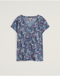 Seasalt - Seasalt Cornwall Blue Studio Glass V-neck Jersey Top