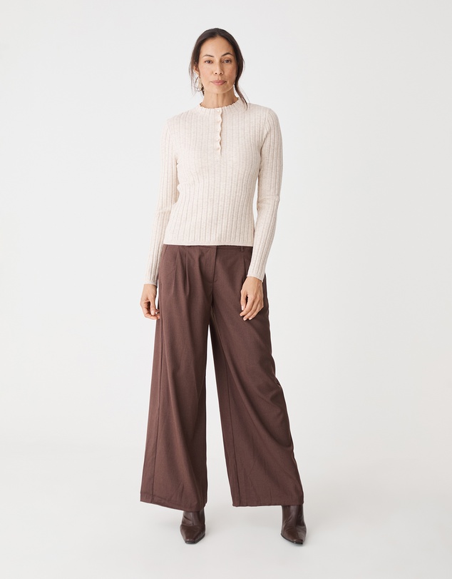 Forcast - Inez Mock Neck Henley Knit