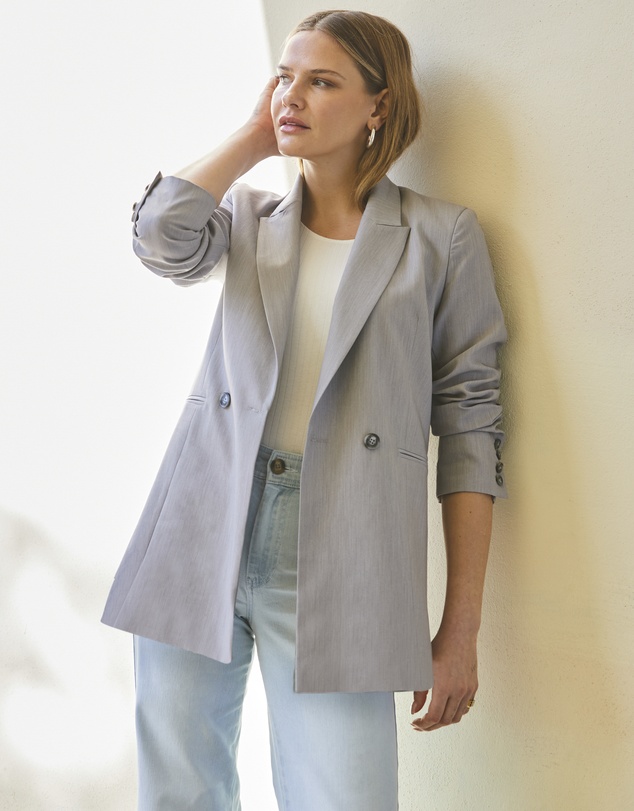 Sosandar - Grey Double Breasted Blazer