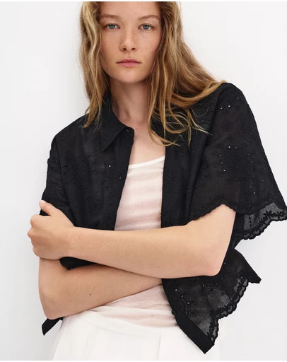 M.N.G - Embroidered Crop Top