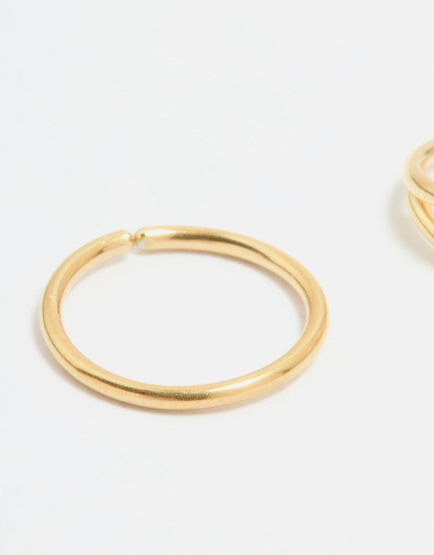 Lovisa - Gold Plated Surgical Steel Cubic Zirconia Layered & Smooth Nose Rings 2-Pack