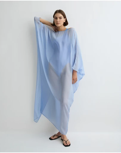 BONDI BORN - Capri Silk Caftan Dress - Sky