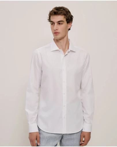 Trenery - Cotton Poplin Tailored Fit Shirt in White