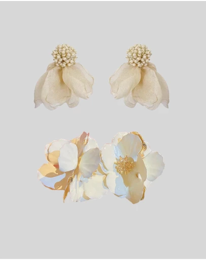 KAJA Clothing - Fashion Exaggerated Oil Dropping Flower-Flower Ear Cuff and Earrings 2Pc