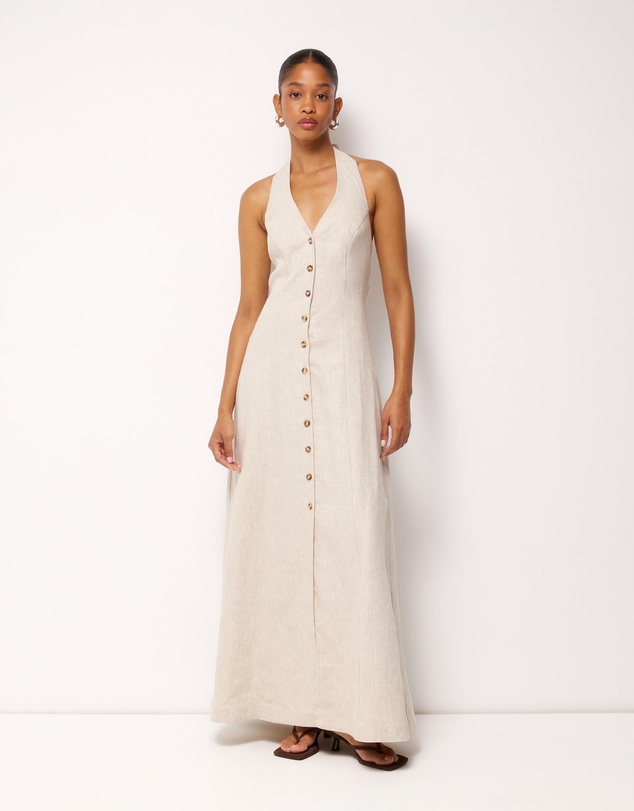 AERE - Rosa Linen Halter Midi Dress