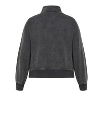 City Chic - Plus size Bliss Half Zip Sweatshirt - charcoal