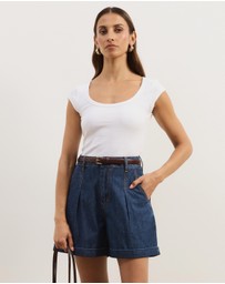 Atmos&Here - Fia Chambray Denim Shorts