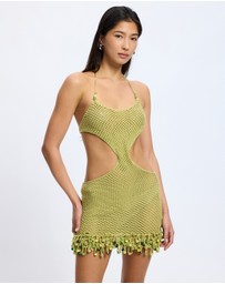 Jaded London - Crochet Bead Trim Twist Detail Mini Dress