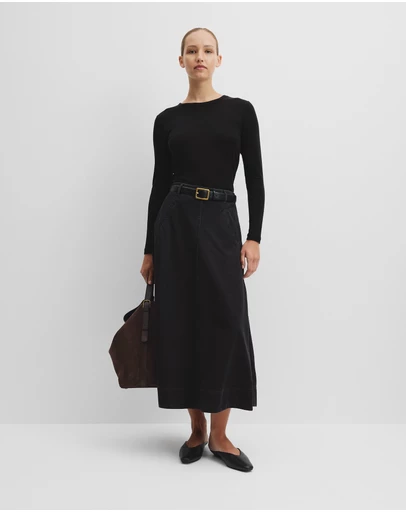 Country Road - Lightweight Denim Midi Skirt