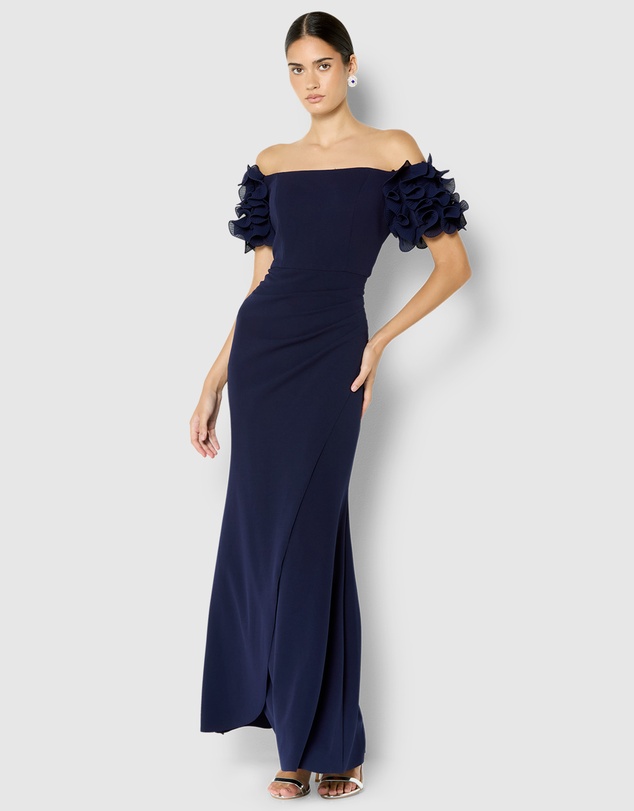 Montique - Diana Ruffle Sleeve Gown