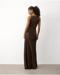 Six Stories - Cowl Front Satin Bridesmaid Dress