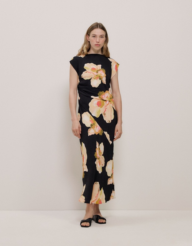 Trenery - Caelia Draped Bias Dress in Black