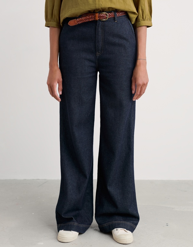 Seasalt - Seasalt Cornwall Navy Sennen Cove Wide Leg Jeans