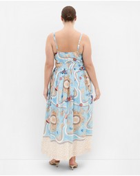 City Chic - Plus size Voyage Print Maxi Dress - sky blue