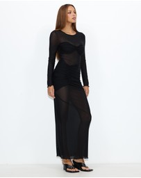 Dazie - Lucia Ruched Mesh Maxi Dress