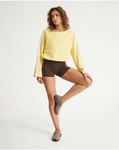 Upstate - Terry Boxy Crop Long Sleeve Top - Lemonade