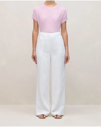 Trenery - Linen Pintucked Pant in White