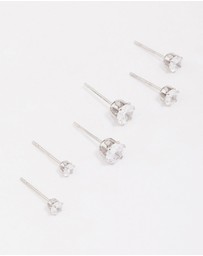 Lovisa - Surgical Steel Graduating Cubic Zirconia Stud Earring 3-Pack
