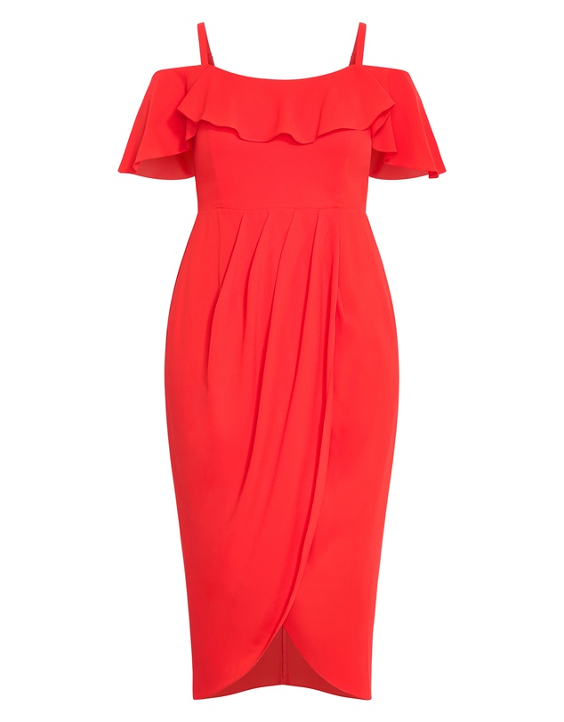 City Chic - Flirtation Drape Midi Dress