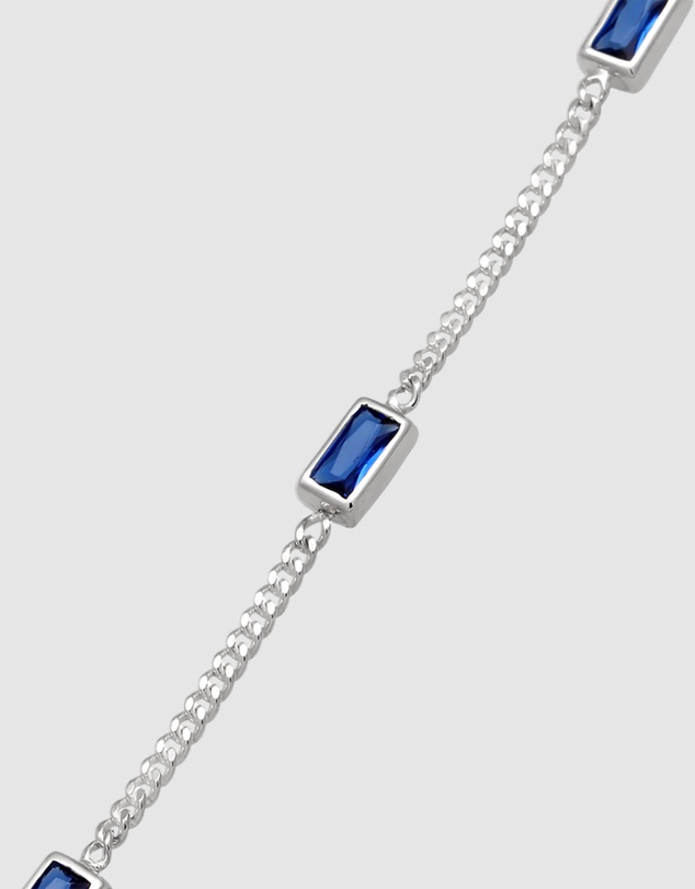 Kuzzoi - ICONIC EXCLUSIVE - Curb Chain Bracelet with Sapphire in 925 Sterling Silver
