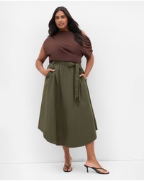 City Chic - Plus size Ally Midi Skirt - khaki